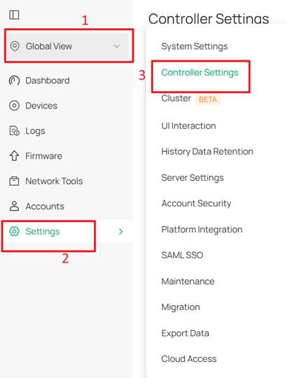 Go to Controller Settings page of hardware controller.