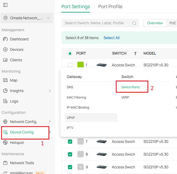 Go to Port Settings.