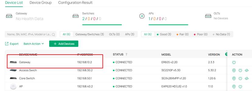 Complete the adoption of Omada gateway.