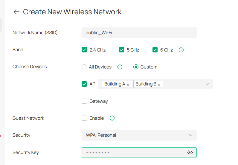 Create a public SSID with different AP groups for different areas