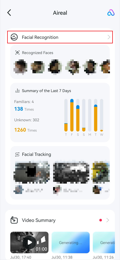 Tap Facial Recognition.
