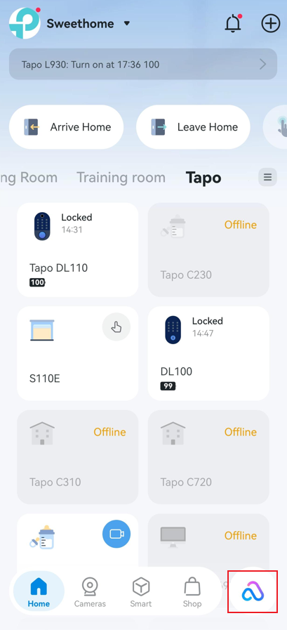 Tap the Aireal icon in the bottom right corner.