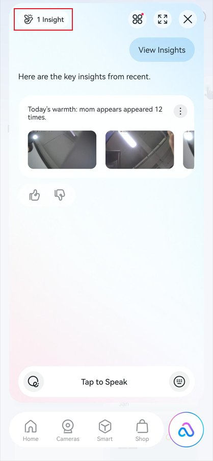 Tap Insight in the top left corner of AI Chat page to view highlighted videos that need your attention.