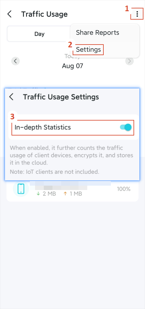 "Traffic Usage Settings" section.
