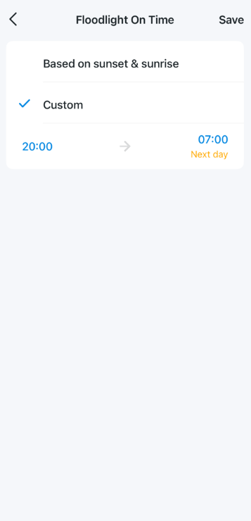 Set the Floodlight On Schedule.