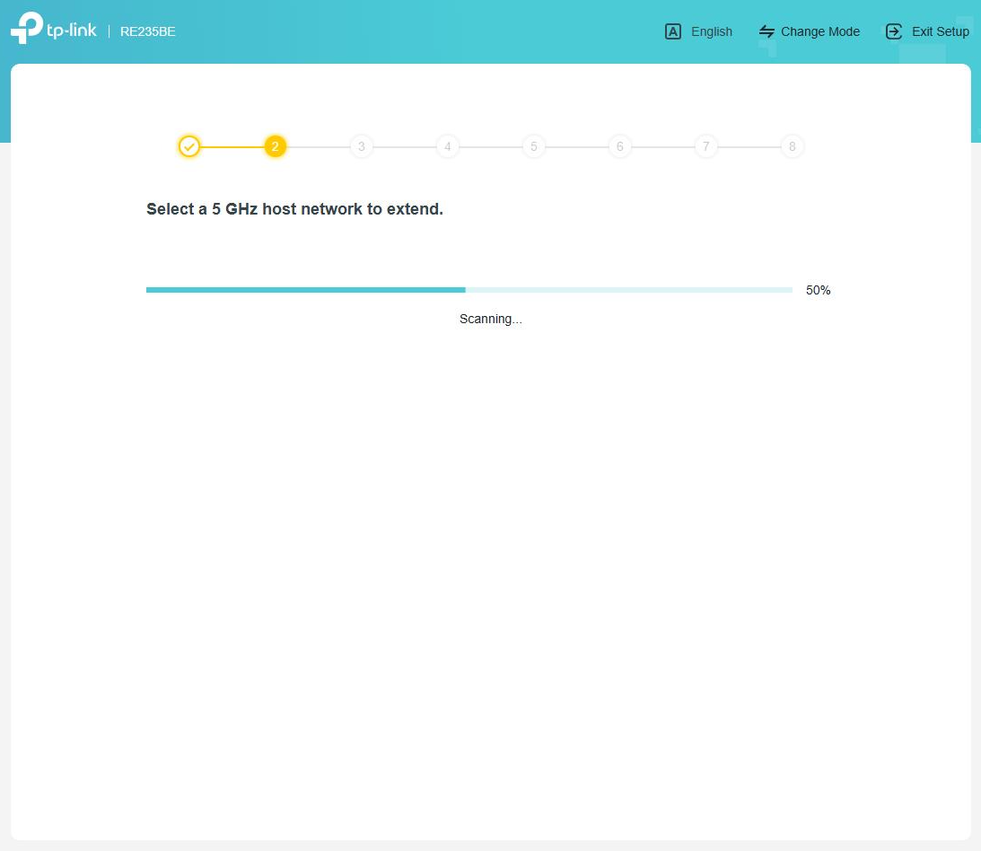 The Quick Setup page asking to select a 5GHz network to connect.