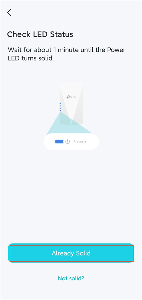 App asks to check the extender’s LED status.