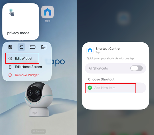 The procedure to choose the device to control on the widget.