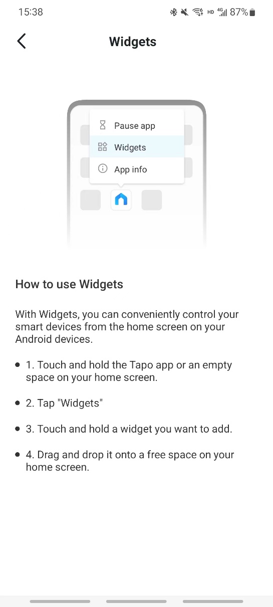Contents of how to use widgets on Android phone.