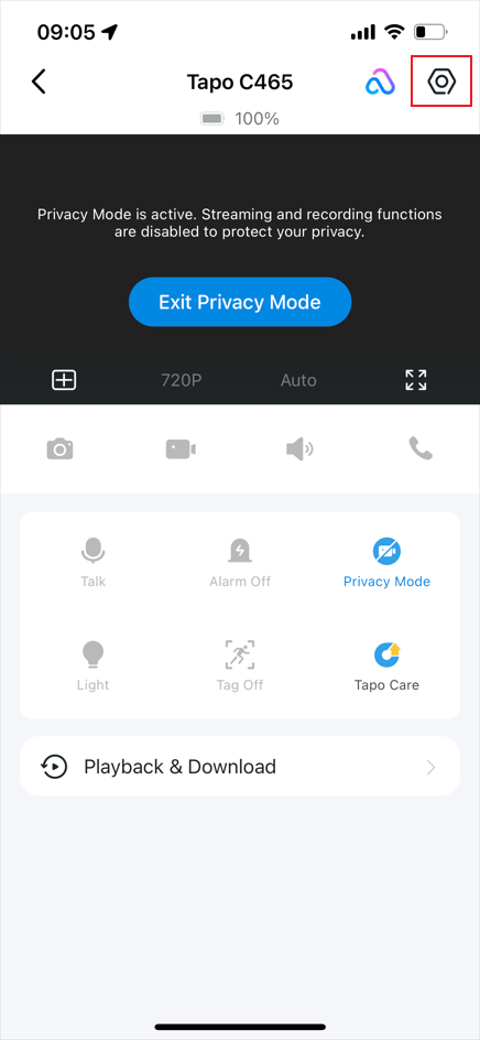 Tap the gear icon in the top right corner.