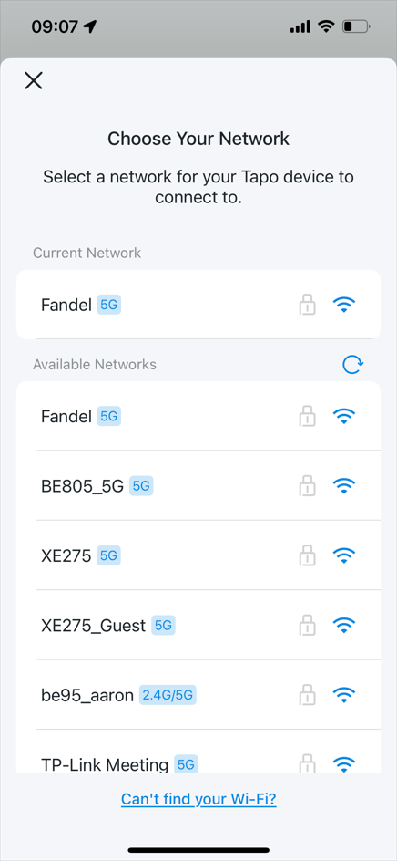 Choose a new Wi-Fi network.