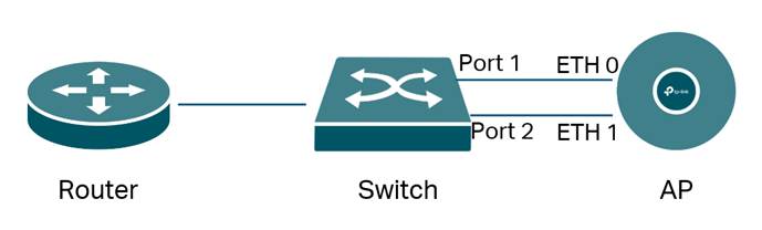Network topology diagram showing AP9788 connected with ETH0 and ETH1 for Link Aggregation