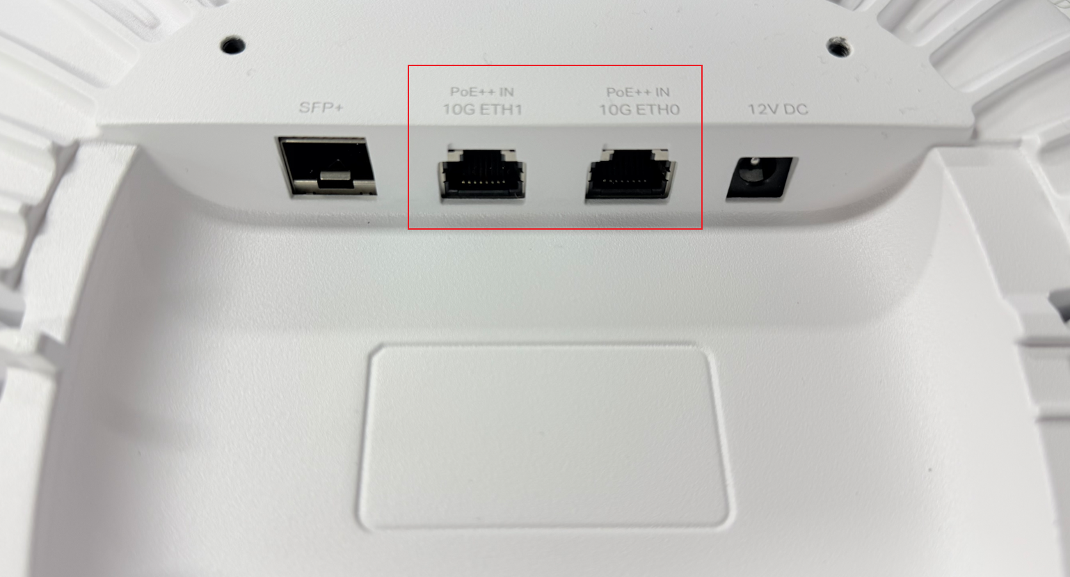 Location of the ETH0 port and ETH1 port on an AP.
