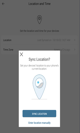 Tippen Sie auf Sync Location.