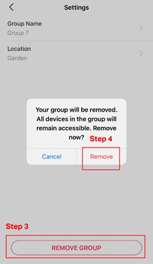 Screenshot mit dem Verfahren zum Löschen einer Gruppe über die Gruppeneinstellungen.