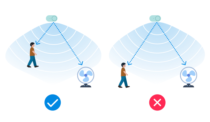 Display the sensor installation location, close to the activity area, but away from the interference sources.