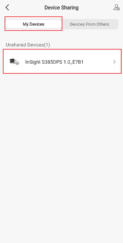 Choose the target device under the Unshared Devices list