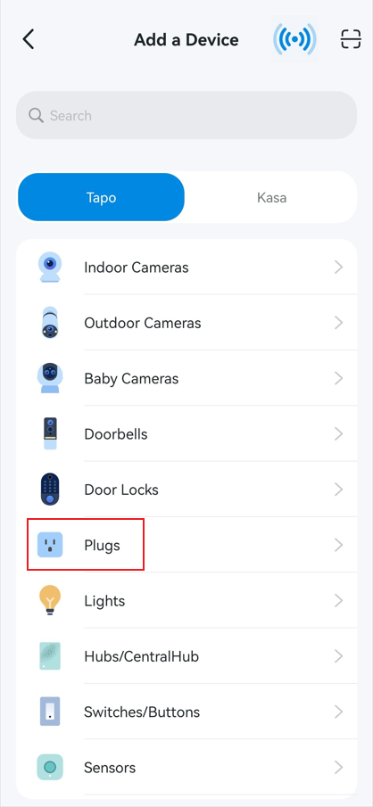 Tap Plugs under Tapo Brand.