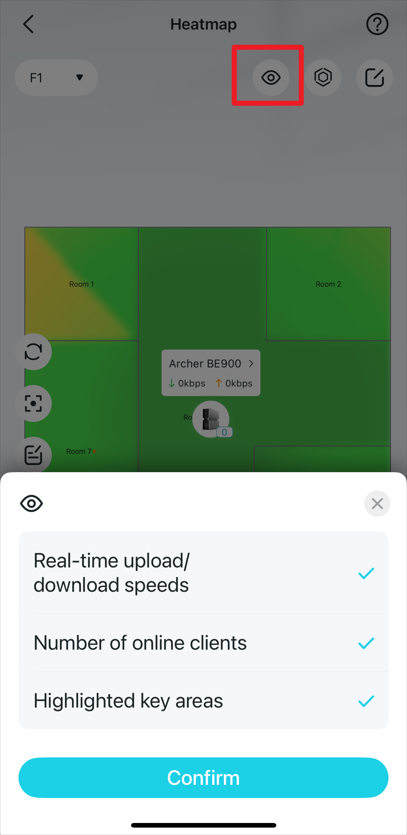 Shows the position of the View button on the screen.