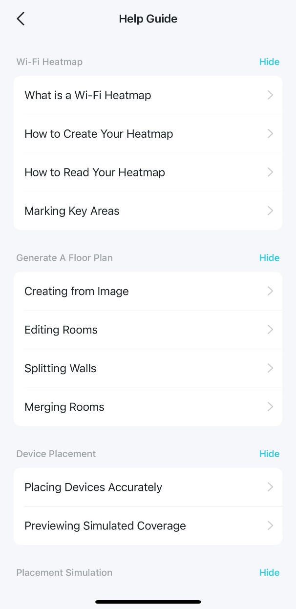 The Help Guide page.
