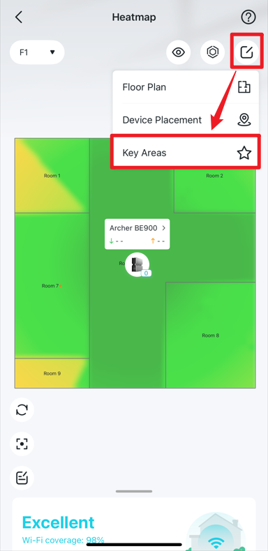 Show the position of the Edit and Key Areas button on the screen.