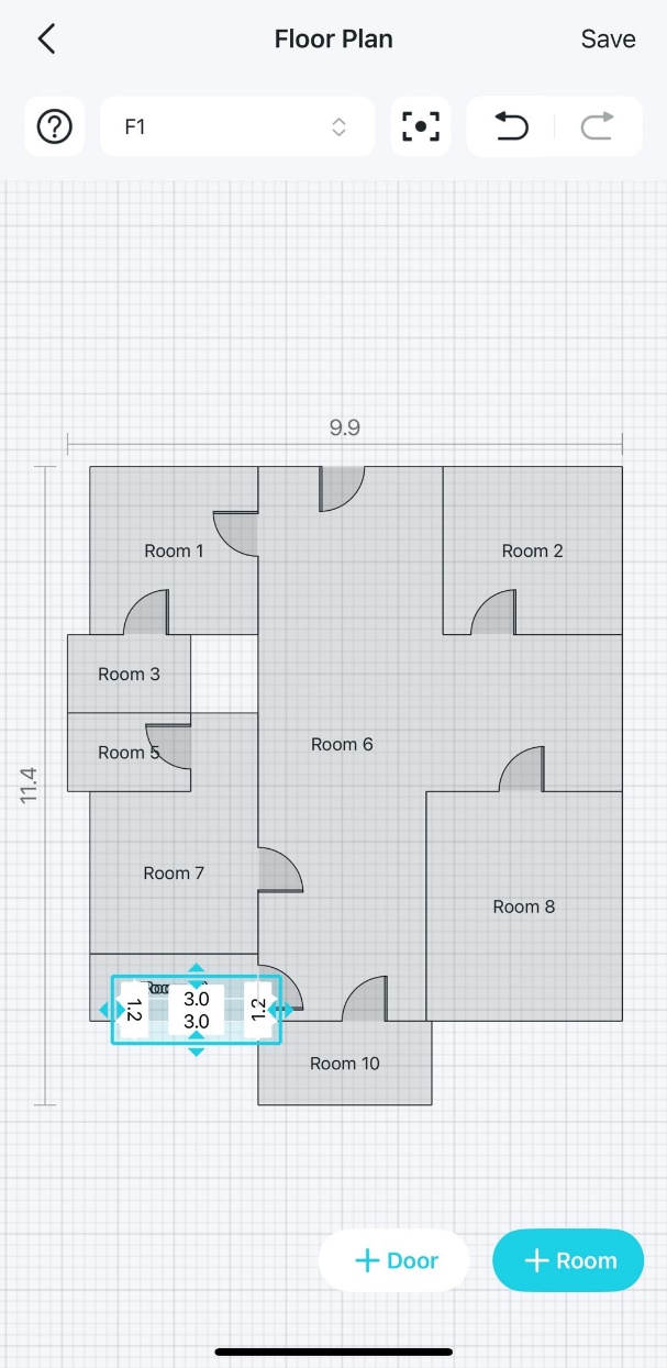 A floor plan editing page shows a duplicated room.