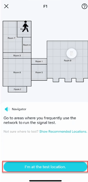 Instructions on how to choose a location to run the signal test.