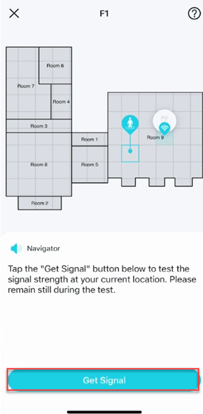 Instructions on how to test the signal strength at your current position.
