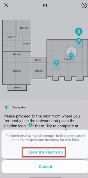 Locate the Generate Heatmap button when finished with the signal test.