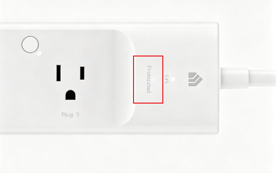 The Protected LED light is white on the device’s body.