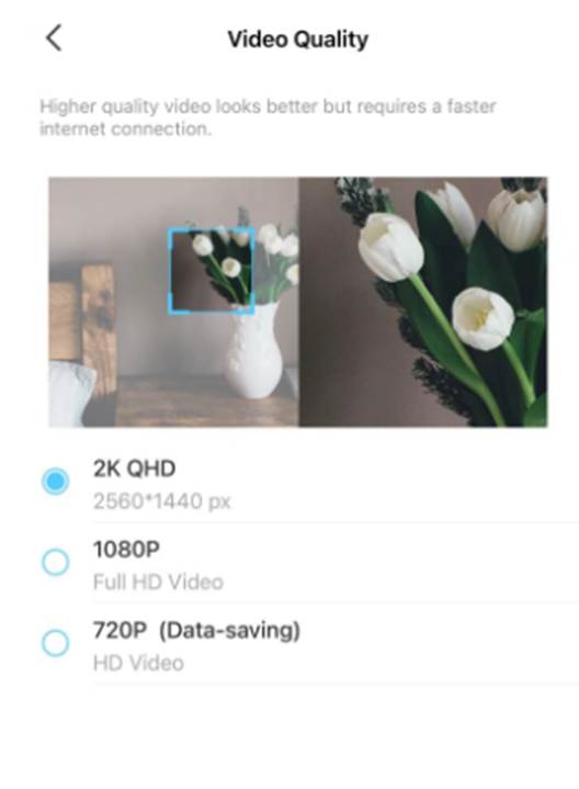 Videoqualität über die Tapo- oder Kasa-App anpassen.