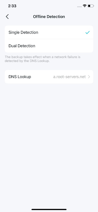 Display options for Offline Detection.