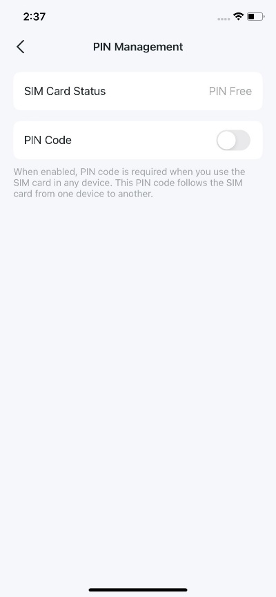 Display the PIN Management settings.