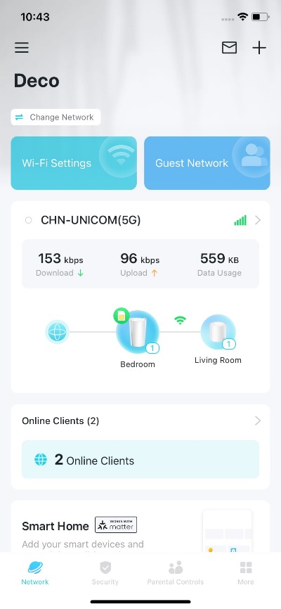 Display the current network status of the Deco network.