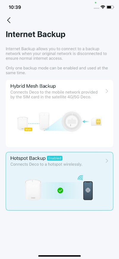 Locate the Hotspot Backup on the page.