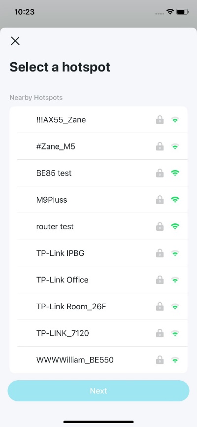Display the hotspot options.
