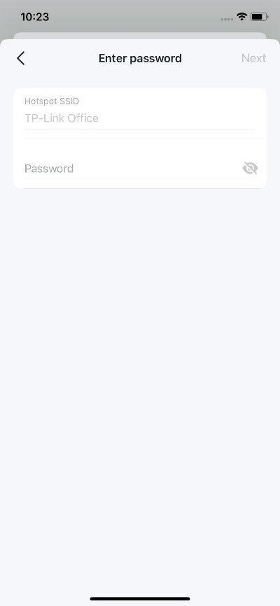 Display a blank space for entering the password.