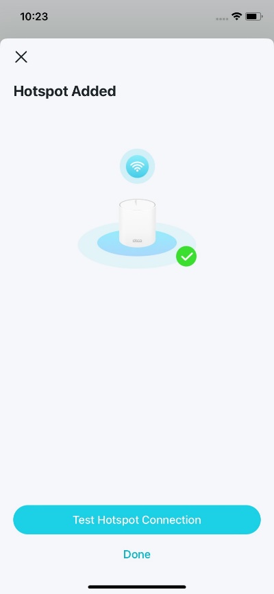 Display the result of adding a hotspot network.