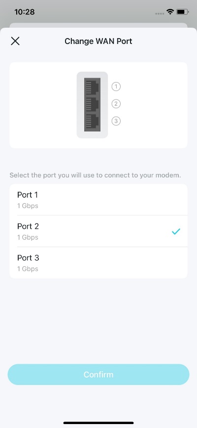 Display the options for setting a fixed WAN port.