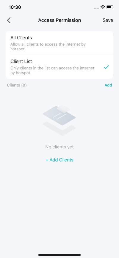 Display the Access Permission options.