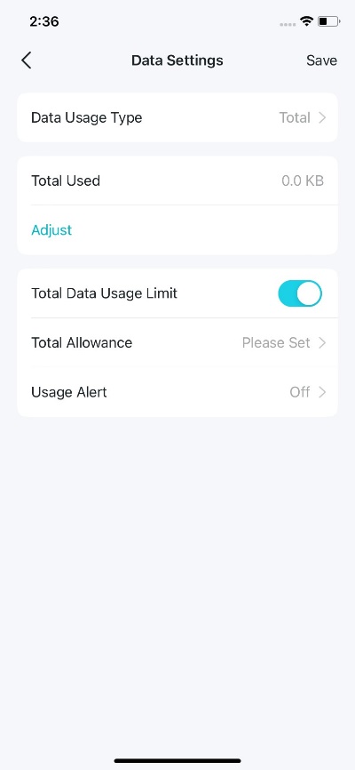 Display the Data Settings.