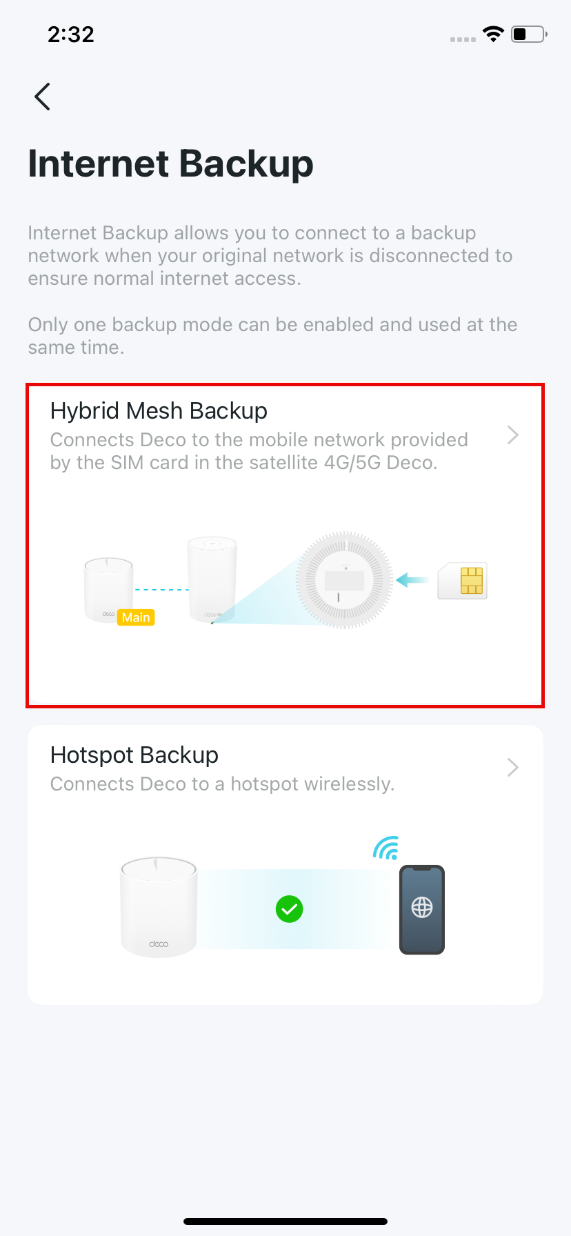 Locate the Hybrid Mesh Backup feature on the page.