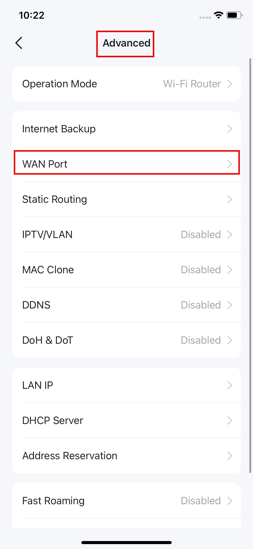 Locate the WAN Port feature on the page.