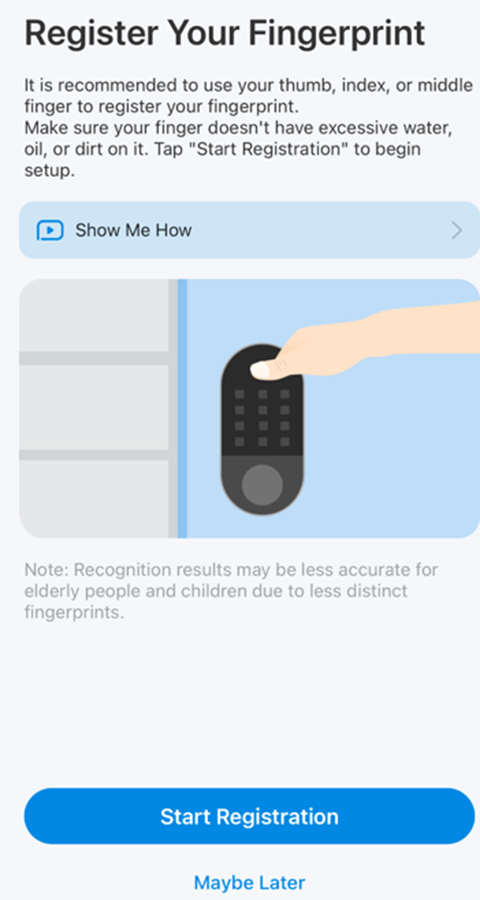 Seite „Registrierung starten“ in der Tapo-App.