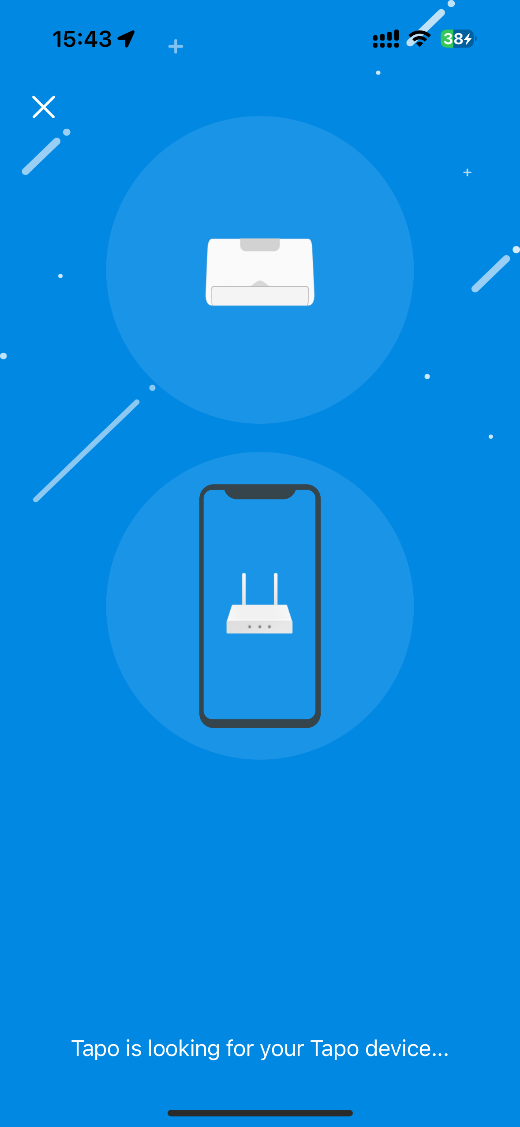 ALT-Text: Abbildung der Tapo-App bei der Suche nach einem Hub.