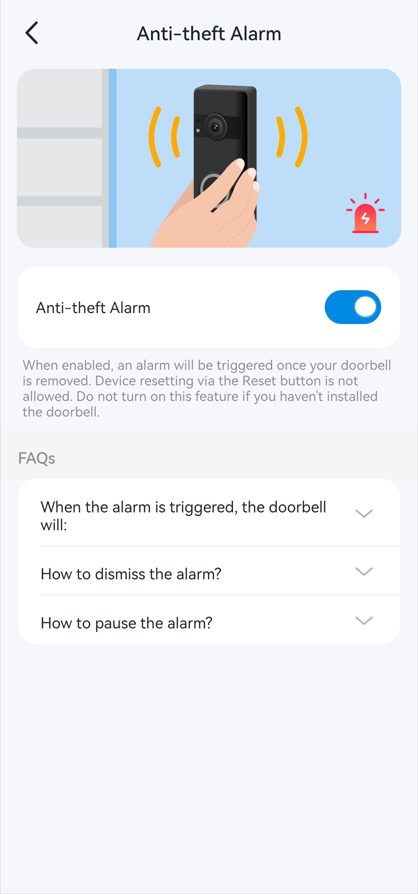 Enable Anti-theft Alarm.