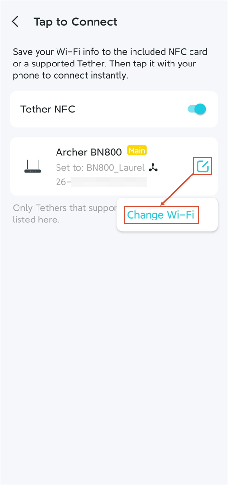 The NFC position on the Advanced Settings page.