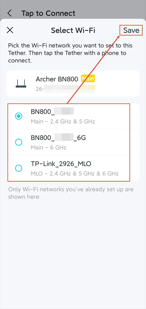 The NFC page with a toggle and supported models to choose from.