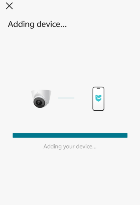 VIGI App showing the device addition process in progress