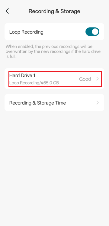 Show the Recording & Storage page for NVR